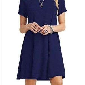 Navy Blue Crewneck Tshirt Dress